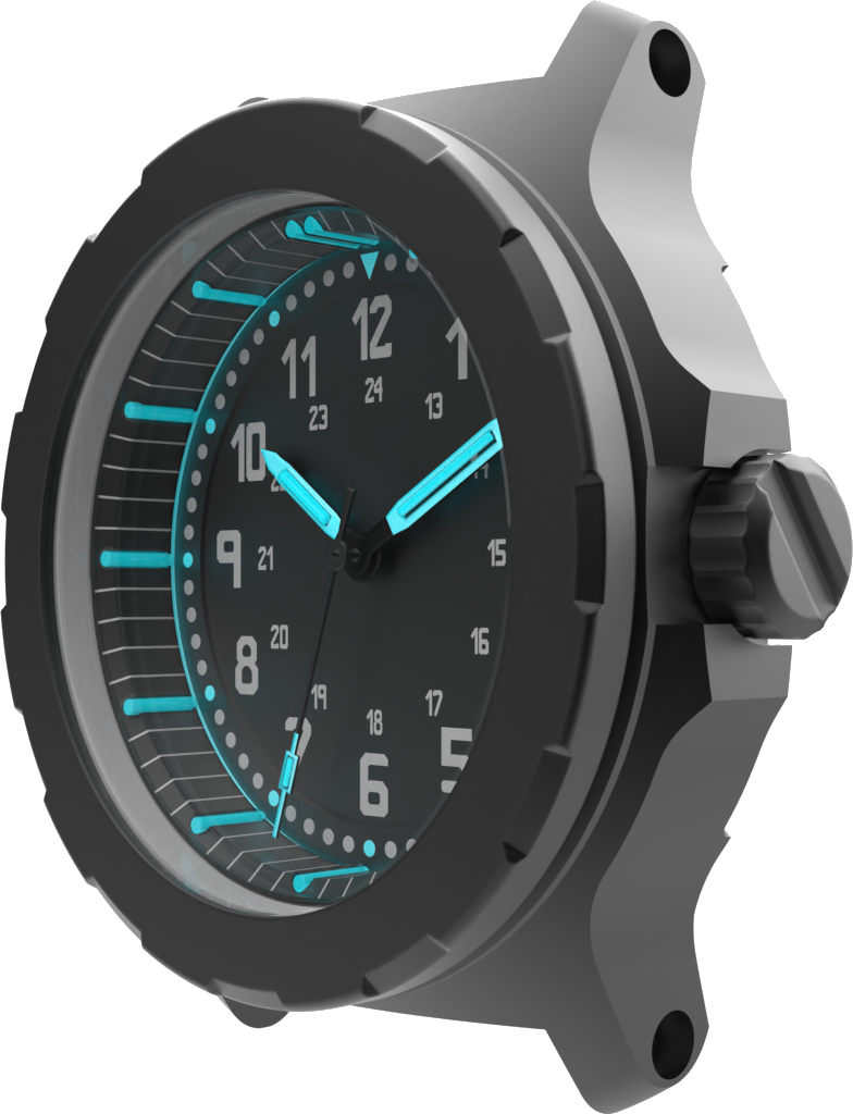 Extreme-Use Watch Project prototype — 3/4 view